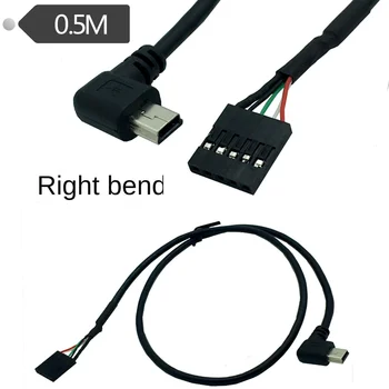 50 CM USB mini 5P Muž 90 Ľavý /Pravý uhol 1x 5Pin Žena 2.54 USB hlavičky PCB dosky kábel