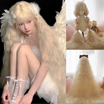 BUQI Syntetické 120 cm dlhé kučeravé vlasy žena rany parochňu, hranie rolí Lolita tepelne-odolné parochňu