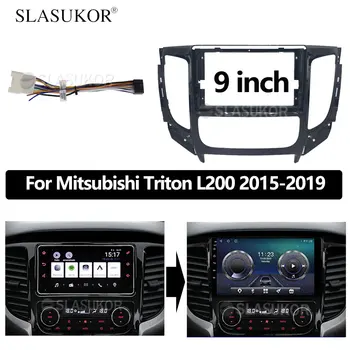 9 Auta Fascia Double Din Dvd Rám Montáž Audio Adaptér Panel Palubnej dosky Pre Mitsubishi Triton KJ/KK/KL/L200 2015 2016 -2019