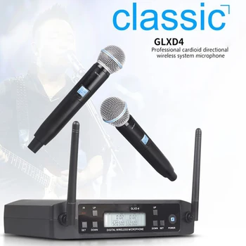 GLXD4 Bezdrôtový Mikrofón 2 Kanály UHF Profesionálny Ručný Mikrofón Pre Fáze Party, Karaoke Cirkvi Stretnutie