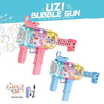 Nové UZI Bublina Stroj Farebné Svetlo Odnímateľný Bublina Zbrane 1200mAh Nabíjateľná Bubliny Maker Mydlovou Vodou Bublina Hračky pre Deti