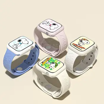 Kawaii Snoopy Iwatch Popruh Tvorivé 3D Vyrezávané Apple Hodinky Remienok Módy Tlače Je Vhodný pre Celý Rad Apple Iwatch