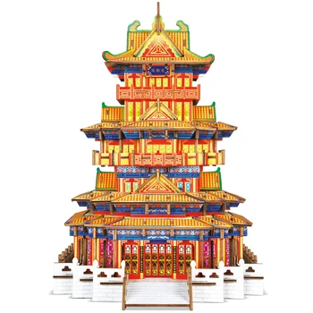 Pre dospelých Puzzle 3D Drevené Puzzle Kapitálu Pavilón DIY Budovanie Modelu Čínskej Architektúry, Vzdelávacie Hračky Pre Deti Darček