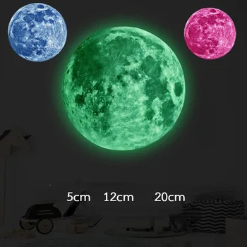 3D Krásne Svietiace Mesiac Nálepky na Stenu Svetelný Fluorescenčné Nálepky, PVC Domov detskej Izby Odtlačkový Stenu Svetelný Hračka