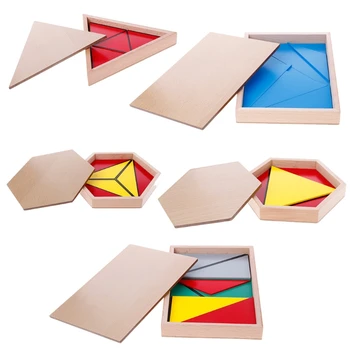Montessori Drevený Materiál, Hračky Konštruktívne Pravouhlých Trojuholníkov Pentagon Dropship