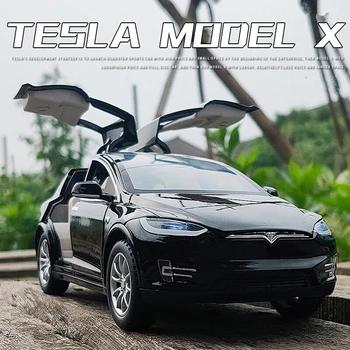 1:24 Tesla Model X SUV Zliatiny Modelu Auta Diecast Kovové Vozidiel Modelu Auta Simulácia Zber Zvuk a Svetlo Detské Hračky Darček