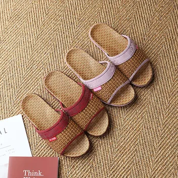 2021 nový bamboo pár papuče žien Chaillot ratan slamy mat krytý domácej podpory topánky pánske ploché špice topánky