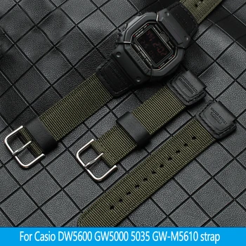 Náramok Pre Casio G-SHOCK Vysoko kvalitný Nylon Watchband DW5600 GW-5000 5035 GW-M5610 Upravené Armáda Zelená Čierna Hodinky Remienok 16 MM