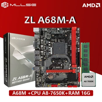 MLLSE Nové ZL A68M-A základnej Dosky S Combo Kit Set CPU A8-7650K RAM*1 DDR3 16GB 1600MHz Ploche Pamäť Pre Hranie hier a Prácu