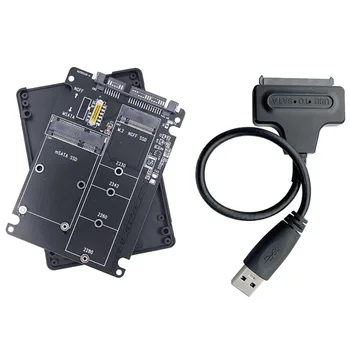 M. 2 NGFF MSATA SSD Na SATA 3.0 Kartu Adaptéra 2 v 1 Converter Karty Adaptéra s Shell+USB3.0 Jednoduché Jednotky