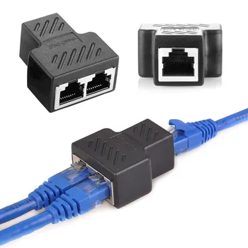 1 Na 2 Spôsoby, ako RJ45 Ethernet LAN Siete Splitter Dvojité Adaptér Porty Spojka Konektor Extender Konektor Adaptéra