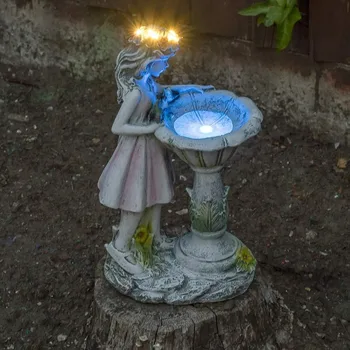 1pc Ornament Domova Figúrka Solárny Socha Víla Anjel LED Svetlo Pre Záhradné|Vonkajšie