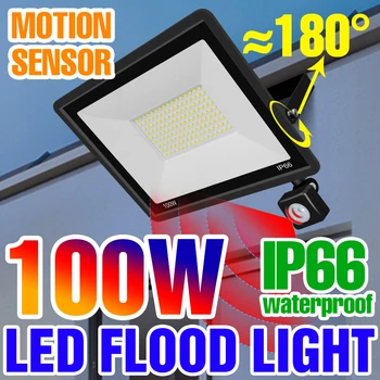 100W LED Reflektor Floodlight Vonkajšie Reflektory, IP66 Nepremokavé Snímač Pohybu, Záhradné Osvetlenie, Led Projektor Vonkajšie Nástenné Svietidlo