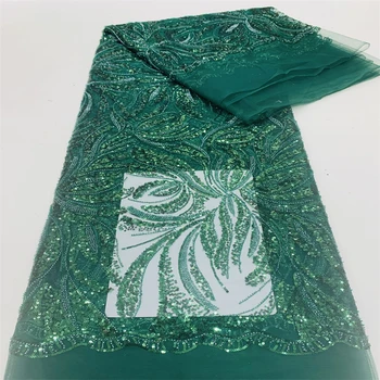 Africké Korálkové Tylu Čipky Textílie 2023 Luxusné Výšivky Flitrami Nigérijský Svadobné Čipky Kvalitné francúzske Tylu Čipky Textílie FJ265