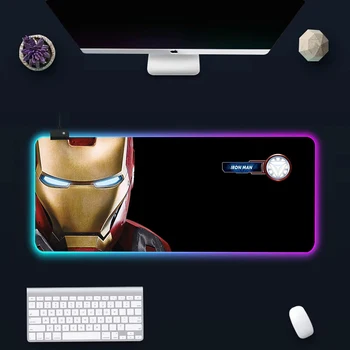 Marvel Superhrdina Iron Man RGB Pc Gamer Klávesnice Mousepad Podložka pod Myš s LED Svietiace Myši Gumené Rohože Herný Počítač Mausepad
