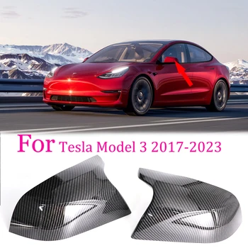 M Štýl Zozadu Bočné Zrkadlo Pokrytie Čiapky Pre Tesla Model 3 2017 2018 2019 2020 2021 Uhlíkových Vlákien Vzor Lesklá Čierna