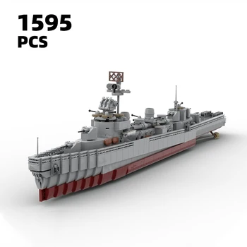 Vojenská MOC Fletcher frigate stavebným Bojové súpravy Navy vojnová loď model Armády zbraň tehly nastaviť Zbraní cruiser Vozidla hračky