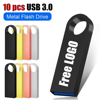 10pcs usb flash disk 3.0 64 GB 32 GB, 16 GB pero jednotky kl ' úč флешка vodotesný strieborný u diskov memoria cel usb stick darček zadarmo Logo