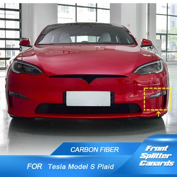 Carbon Fiber Auto Predný Nárazník Canards Air Vent Kryt Plutvy Pre Tesla Model S Koberčeky 2021-2023 Predný Nárazník Chránič Karosérie Súpravy