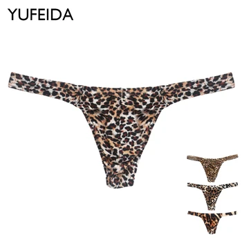 YUFEIDA 1/2/4pcs Mužov Tangá G String Bielizeň Sexy Leopard Vytlačené T Späť Remeň Tanga Bikini Underpant Penis Puzdro Hombre Pánty