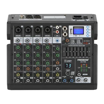 7 pásmový EQ Zvuk, zvukový Pult, 6 Kanálov 99 DSP Efekty, Bluetooth, USB, Prehrávanie Záznamu Miešanie Konzola pre DJ Studio Karaoke FREEBOSS AG-TD6