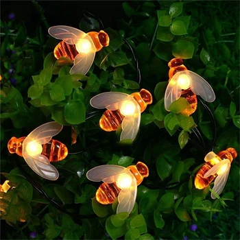 5M 20leds Honey Bee Slnečné Svetlo String Nepremokavé Vonkajší Záhradný Plot, Terasa, Výzdoba, Vianočné Girlandy Rozprávky na Čítanie