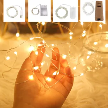 DIY Strany Dovolenku Dekorácie Svetelné LED Vianočné String Svetlo 10M USB Medený Drôt Svetlá Batérie Víla Svetlo na Svadobný Veniec