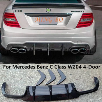 Pre Mercedes-Benz, C-Trieda W204 C63 AMG 4-Dverové 2007-2011 2014 Facelift Styling Uhlíkových Vlákien Auto Zadný Nárazník Pery Difúzor