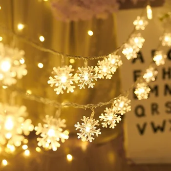 10M Snowflake LED Reťazec Svetlá Rozprávkových Svetiel Led Svetlo batériový Garland Nový Rok Vianočné Ozdoby 2024 Noel Navidad