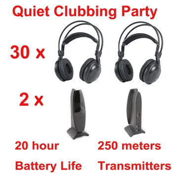 Silent Disco Klasických Zariadení Bezdrôtové Slúchadlá UHF-6 - Tichý Klubov Strán Zväzok (30 Slúchadlá + 2 Vysielače)