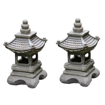 2X Japonský Štýl Nádvorie Dekorácie Živice Solárne Lampy Palác Svietidlá Zen Krajiny Svetlá Záhradkárstvo Dekorácie
