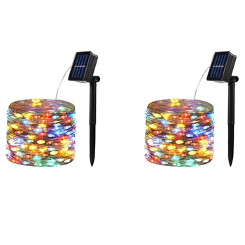 Solárne LED Reťazec Svetlá, 10M Vodotesné Flexibilné Víla, Vianočné Osvetlenie, Používané Na Vonkajšie Nádvorie,Farba 2 Kusy