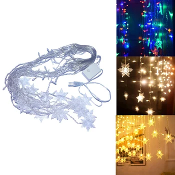 1 KS 96 LED Snowflake String Svetlá Snow Fairy Garland Dekorácie Na Vianoce, Halloween Nový Rok Domova EÚ Plug-A