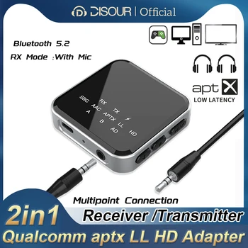 Qualcomm aptX-LL/HD Nízku Latenciu Bluetooth 5.2 Audio Prijímač, Vysielač Handsfree Bezdrôtový Stereo Hudby Adaptér Viacbodové