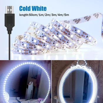 USB Toaletný Stolík Lampa 5V Hollywood LED Márnosť make-up Zrkadlo Svetlo LED Kozmetická Lampa 0.5 1 2 3 4 5 M Flexibilné Svetlo Pre Spálne