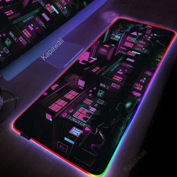 RGB Neon Mesto Mousepad Veľké Herné Mousepads Svetelný Myši, Podložky Veľký LED Myši Mat Stôl Pad Podsvietená Klávesnica Nepremokavé Podložky