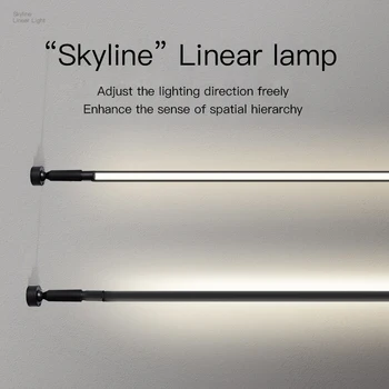 Online celebrity skyline oceľové pásy svetlo lineárne svetlo moderný minimalistický tvorivé výstavná sieň lineárne svetlo čierna a biela