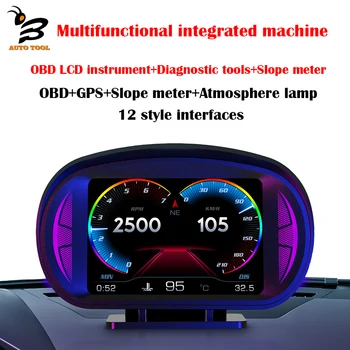 P2 OBD2 GPS Auto HUD Displej Svahu Meter Head Up Display Auto Ručička Tachometra Alarm Funkcia Auto Elektronického Príslušenstva