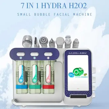 7 in1 H2-O2 Hydro Dermabrázia RF Bio-zdvíhacie Spa Facial Poisťovne Pórov Cleaner Mikrodermabrázia Stroj pre Starostlivosť o Pleť Nástroje