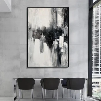 Ručne Maľované Abstraktné Múr Umenia Maľby Na Plátne Čierny Biely Obrázok Pre Obývacia Izba Abstraktné Olejomalieb Domova Bez Rámu