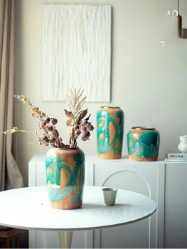 Výrobok je možné prispôsobiť.Retro keramické vázy, Americký štýl vidieku, moderný a minimalistický obývacia izba stola zariadené, pri