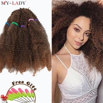 My-Lady Marley Sieťky, Syntetické Zvraty Kinky Afro Väčšinu Vlasy, predlžovanie Vlasov 11inch Black Háčkovanie Vrkôčiky African American Style