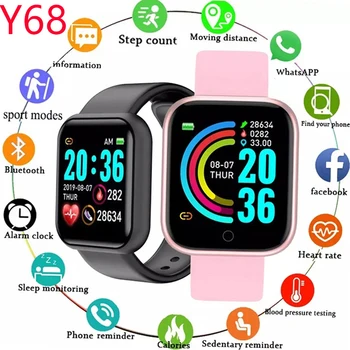 Nové Y68 Smart hodinky Bluetooth digitálne športové hodinky Krvného tlaku, srdcovej D20 inteligentný náramok Hudba Pre Smartphony