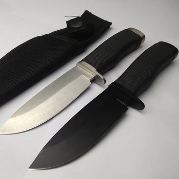 Damasku Ocele Lovecký Nôž 58HRC Ocele Pevnou Čepeľou Noža Eben Rukoväť Camping Prežitie Nôž Vreckové Nože S Nylon Prezervatívy