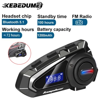 Motocyklové Prilby Headset Bluetooth 5.1 Ovládanie Hlasom Roise Zníženie Nepremokavé FM Rádio, Bezdrôtové Slúchadlá S tri-colour