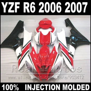 Hot predaj skriňa na YAMAHA R6 kapotáže auta 06 07 Vstrekovanie červená čierna biela 2006 2007 YZF R6 horské