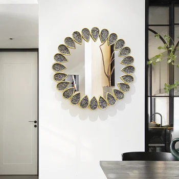 Kúpeľňa Malé Nástenné Zrkadlo Márnosť Kolo Módne Kovové Spálni Zrkadlo Estetické Luxusné Minimalistický Spiegel Domova GXR50XP