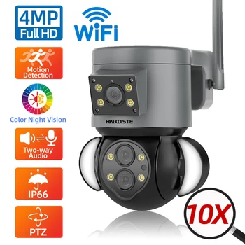 4K Duálny Objektív PTZ Kamery, WiFi, Vonkajší 4MP HD 10X Zoom CCTV Zabezpečenia Ochrany Ľudských Detekcie Bezdrôtový Dohľadu IP Cam P2P