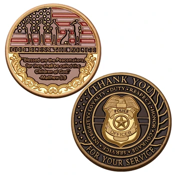 Boh vám Žehnaj Polície - Ďakujem Vám za Vaše Služby Spojené Štáty Výzvou Mince, Pamätné Mince, Ocenenie Dar