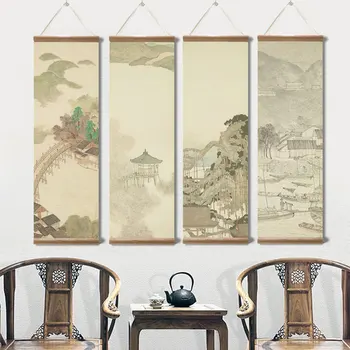 Čínske Tradičné krajiny Plátno Prejdite Obrazy Plagáty Vytlačí Wall Art Obrázky, Obývacia Spálňa Domova s Rámom